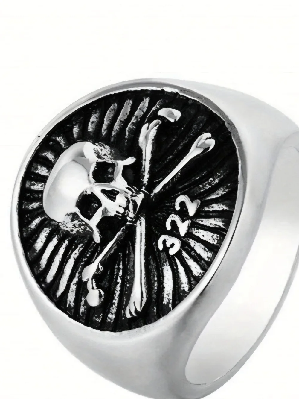 Men's 925 Sterling Silver Skull Signet Ring | Edgy Skull and Crossbones Ring 10